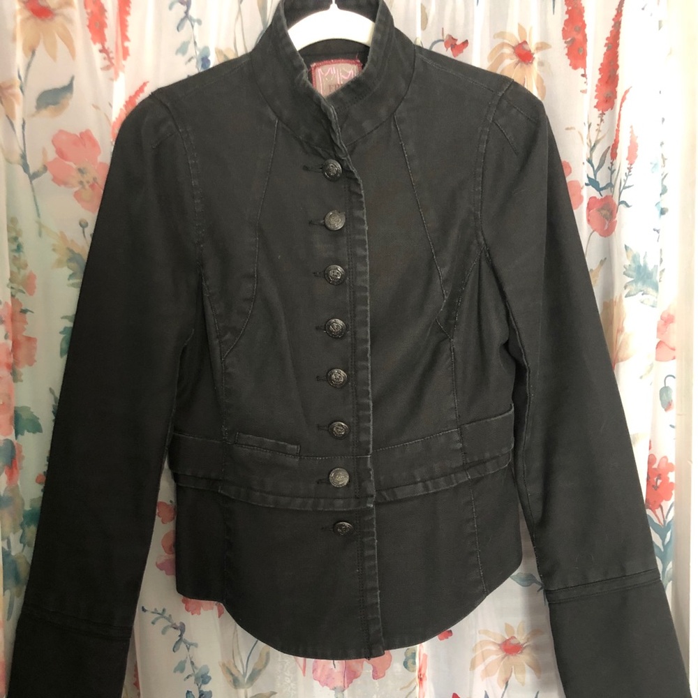 Free People Black Military Style Jacket
